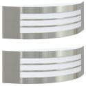 LAMPA ŚCIENNA 2 SZT. SREBRNA STAL NIERDZEWNA IP44