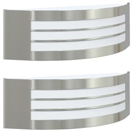 LAMPA ŚCIENNA 2 SZT. SREBRNA STAL NIERDZEWNA IP44