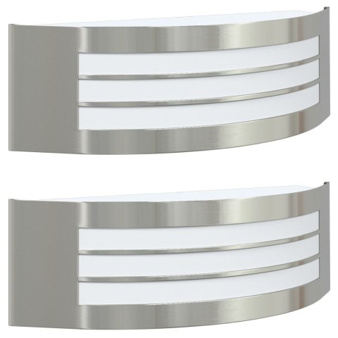 LAMPA ŚCIENNA 2 SZT. SREBRNA STAL NIERDZEWNA IP44