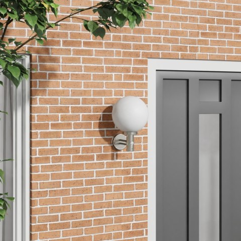 LAMPA ŚCIENNA ZEWNĘTRZNA Z CZUJNIKIEM SREBRNA STAL NIERDZEWNA IP44