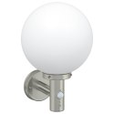 LAMPA ŚCIENNA ZEWNĘTRZNA Z CZUJNIKIEM SREBRNA STAL NIERDZEWNA IP44