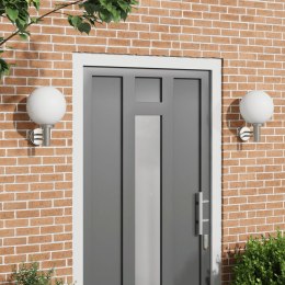 LAMPA ŚCIENNA 2 SZT. SREBRNA STAL NIERDZEWNA IP44