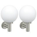 LAMPA ŚCIENNA 2 SZT. SREBRNA STAL NIERDZEWNA IP44