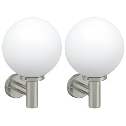 LAMPA ŚCIENNA 2 SZT. SREBRNA STAL NIERDZEWNA IP44