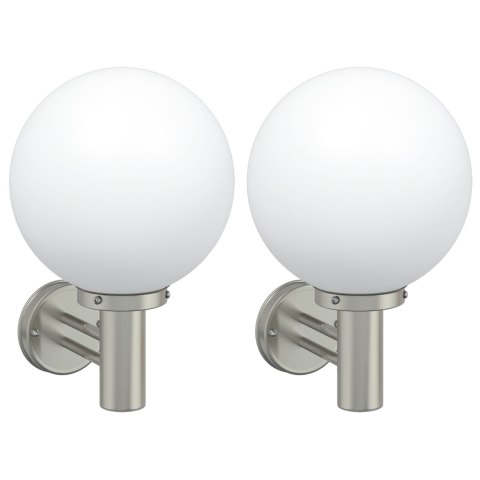 LAMPA ŚCIENNA 2 SZT. SREBRNA STAL NIERDZEWNA IP44