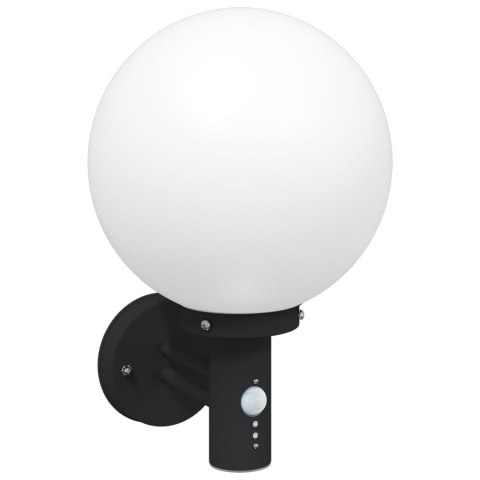 LAMPA ŚCIENNA NA ZEWNĄTRZ Z CZUJNIKIEM CZARNA STAL NIERDZEWNA IP44