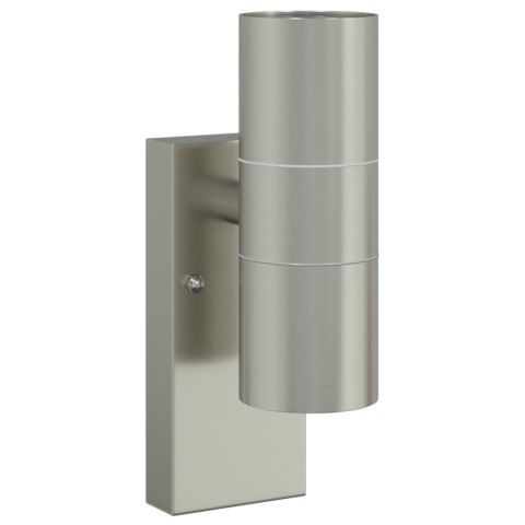 LAMPA ŚCIENNA SREBRNA STAL NIERDZEWNA IP44