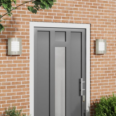 LAMPY ŚCIENNE NA ZEWNĄTRZ Z CZUJNIKIEM 2 SZT. SREBRNA STAL NIERDZEWNA IP44