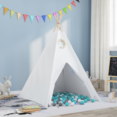 TEEPEE DZIECIĘCE Z TORBĄ W BRZOSKWINIOWYM I MIĘKKIMI KULKAMI W BIAŁYM