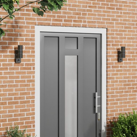 ZEWNĘTRZNE LAMPY ŚCIENNE Z CZUJNIKIEM 2 SZTUKI CZARNA STAL NIERDZEWNA IP44