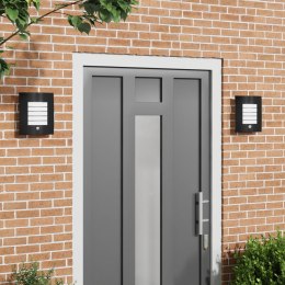 ZEWNĘTRZNE LAMPY ŚCIENNE Z CZUJNIKIEM 2 SZTUKI CZARNY STAL NIERDZEWNA IP44