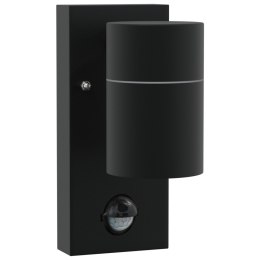 LAMPA ŚCIENNA Z CZUJNIKIEM CZARNA STAL NIERDZEWNA IP44