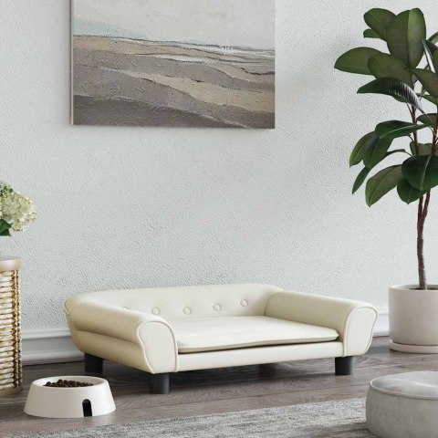 LEGOWISKO DLA PSA KREMOWE 70X48X22CM AKSAMITNE