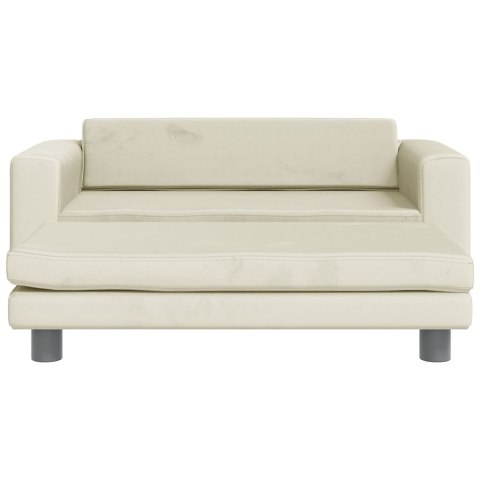 VidaXL Sofa dziecięca z podnóżkiem, kremowa, 100x50x30 cm, aksamit