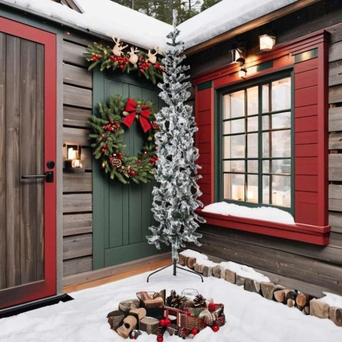 SMUKŁA CHOINKA POŁÓWKA SZTUCZNA OŚNIEŻONA 240CM