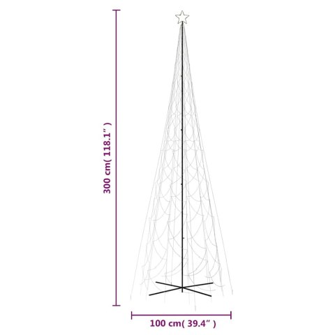 CHOINKA STOŻKOWA 3000 CIEPŁYCH BIAŁYCH LED 230X800CM Z MASZTEM