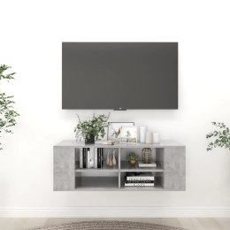 WISZĄCA SZAFKA POD TV SZAROŚĆ BETONU 102X35X35CM