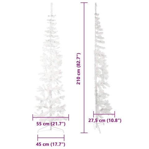 SMUKŁA CHOINKA POŁÓWKA ZE STOJAKIEM SZTUCZNA BIAŁA 210CM