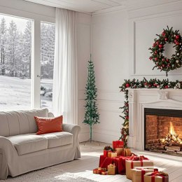 SMUKŁA CHOINKA POŁÓWKA ZE STOJAKIEM SZTUCZNA ZIELONA 150CM