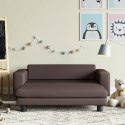 SOFA DZIECIĘCA Z PODNÓŻKIEM BRĄZOWA 100X50X30CM EKOSKÓRA