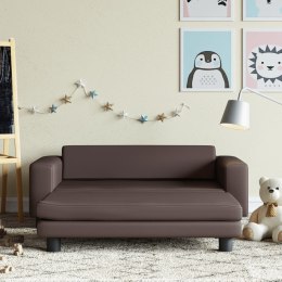 SOFA DZIECIĘCA Z PODNÓŻKIEM BRĄZOWA 100X50X30CM EKOSKÓRA