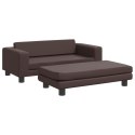 SOFA DZIECIĘCA Z PODNÓŻKIEM BRĄZOWA 100X50X30CM EKOSKÓRA