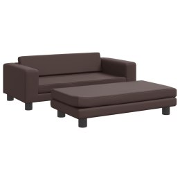 SOFA DZIECIĘCA Z PODNÓŻKIEM BRĄZOWA 100X50X30CM EKOSKÓRA
