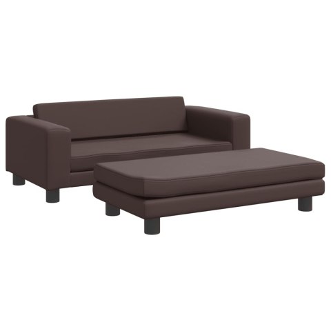 SOFA DZIECIĘCA Z PODNÓŻKIEM BRĄZOWA 100X50X30CM EKOSKÓRA
