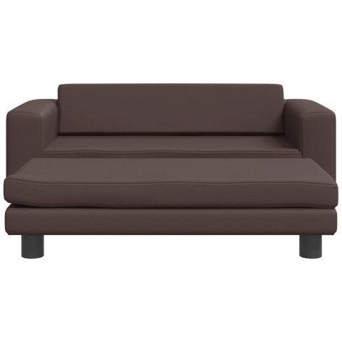 SOFA DZIECIĘCA Z PODNÓŻKIEM BRĄZOWA 100X50X30CM EKOSKÓRA