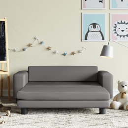 SOFA DZIECIĘCA Z PODNÓŻKIEM SZARA 100X50X30CM EKOSKÓRA