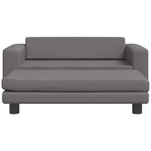 SOFA DZIECIĘCA Z PODNÓŻKIEM SZARA 100X50X30CM EKOSKÓRA