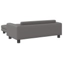 SOFA DZIECIĘCA Z PODNÓŻKIEM SZARA 100X50X30CM EKOSKÓRA