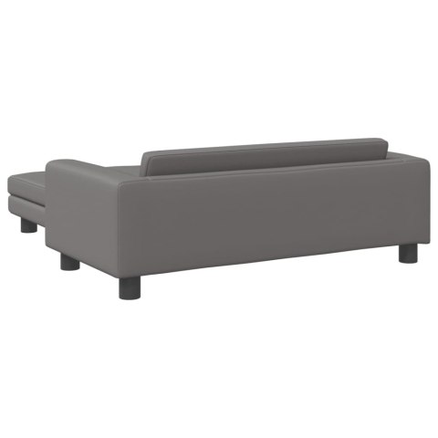 SOFA DZIECIĘCA Z PODNÓŻKIEM SZARA 100X50X30CM EKOSKÓRA