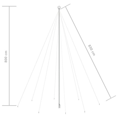 CHOINKA LED DO WEWNĄTRZ NA ZEWNĄTRZ 1300 DIOD LED ZIMNA BIEL 8M