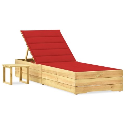 LEŻAK OGRODOWY ZE STOLIKIEM I PODUSZKĄ IMPREGNOWANA SOSNA