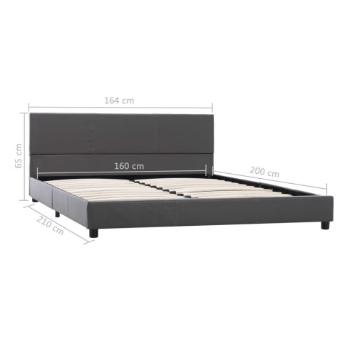 RAMA ŁÓŻKA SZARA SZTUCZNA SKÓRA 160X 200CM