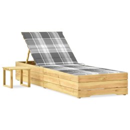 LEŻAK OGRODOWY ZE STOLIKIEM I PODUSZKĄ IMPREGNOWANA SOSNA