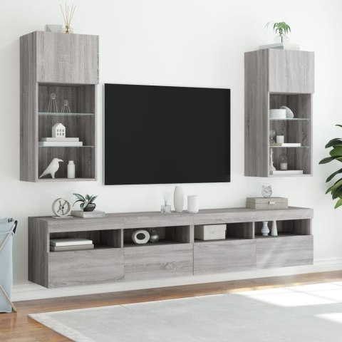 SZAFKA TV Z LED SZARY DĄB SONOMA 40,5X30X90CM
