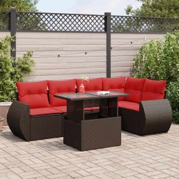 6-CZ. ZESTAW MEBLI Z PODUSZKAMI BRĄZOWY POLIRATTAN I AKACJA