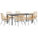 7-CZĘŚCIOWY ZESTAW OBIADOWY DO OGRODU BRĄZOWY POLIRATTAN SZKŁO
