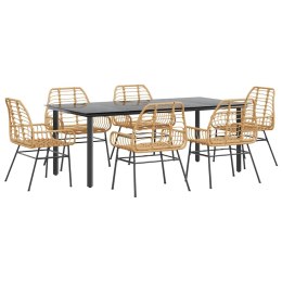 7-CZĘŚCIOWY ZESTAW OBIADOWY DO OGRODU BRĄZOWY POLIRATTAN SZKŁO