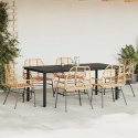 7-CZĘŚCIOWY ZESTAW OBIADOWY DO OGRODU BRĄZOWY POLIRATTAN SZKŁO