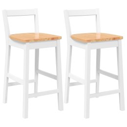 HOKERY BAROWE 2 SZT. BIAŁE LITE DREWNO GUMOWE