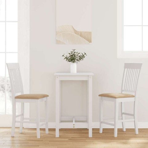 HOKERY BAROWE Z PODUSZKAMI 2 SZT. BIAŁE LITE DREWNO GUMOWE