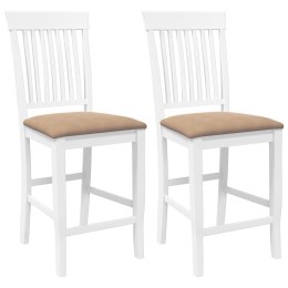 HOKERY BAROWE Z PODUSZKAMI 2 SZT. BIAŁE LITE DREWNO GUMOWE