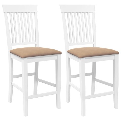 HOKERY BAROWE Z PODUSZKAMI 2 SZT. BIAŁE LITE DREWNO GUMOWE