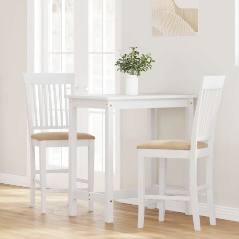 HOKERY BAROWE Z PODUSZKAMI 2 SZT. BIAŁE LITE DREWNO GUMOWE