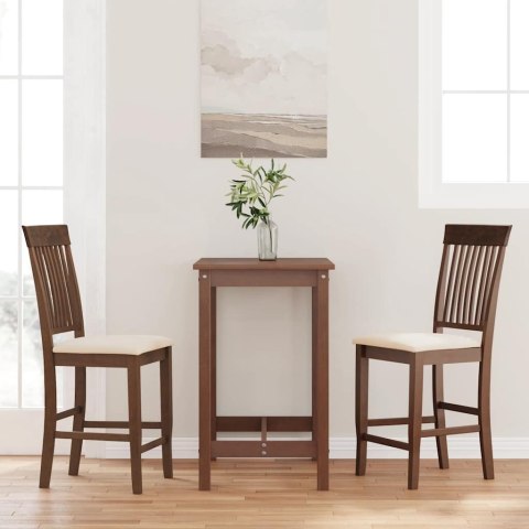 HOKERY BAROWE Z PODUSZKAMI 2 SZT. BRĄZOWE LITE DREWNO GUMOWE