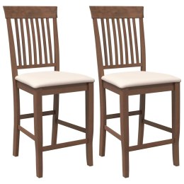 HOKERY BAROWE Z PODUSZKAMI 2 SZT. BRĄZOWE LITE DREWNO GUMOWE