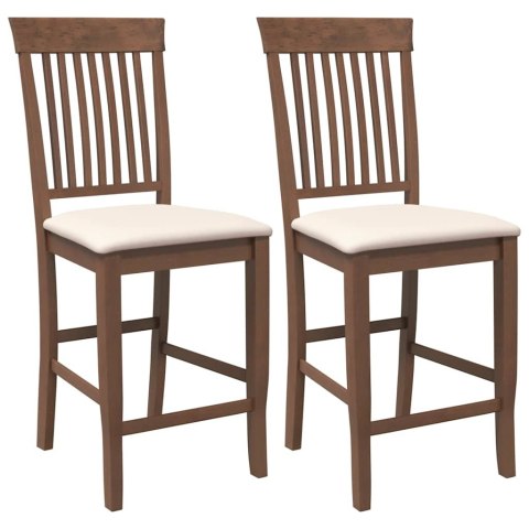 HOKERY BAROWE Z PODUSZKAMI 2 SZT. BRĄZOWE LITE DREWNO GUMOWE